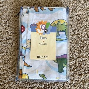 Kids Dino Valance in White with Multi-Color Dinosaurs